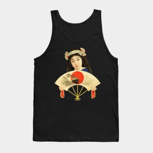 Japanese Lady with fan - Vintage Japanese Art 1930 Tank Top